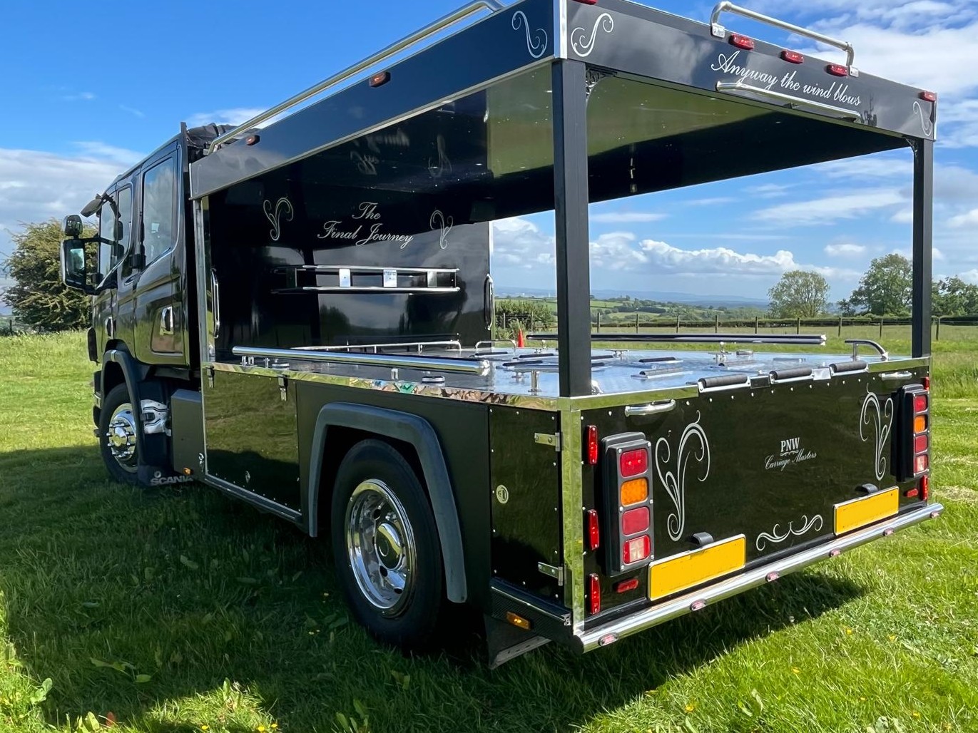 Truck hearse for specialist funeral transport in the UK